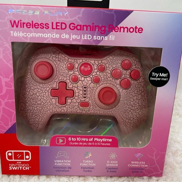 Wireless LED Gaming Remote for Nintendo Switch Press Play Pink - Picture 1 of 5